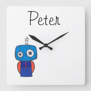 Personalisierte Uhr für Kinder - Roboter-Thema