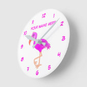 Personalisierte Uhr mit rosa Flamingo und Text (Winkel)
