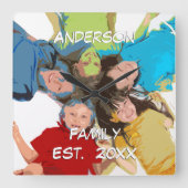 Personalisierte Uhrenfamilie oder Foto für Paare Quadratische Wanduhr (Vorderseite)