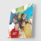 Personalisierte Uhrenfamilie oder Foto für Paare Quadratische Wanduhr (Winkel)