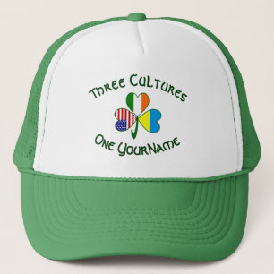 Personalisierte Ukraine Irland USA Flagge Shamrock Truckerkappe