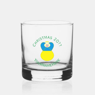 Personalisierte ukrainische Engel-Weihnachtsflagge Whiskyglas