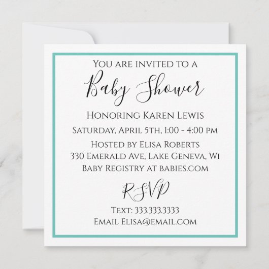 Personalisierte Ultraschallbild Babydusche Einladung (Rückseite)