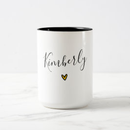 Personalisierte Umarmung mit Name und Herz Zweifarbige Tasse
