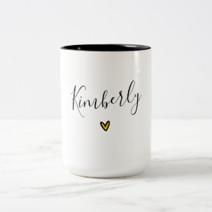 Personalisierte Umarmung mit Name und Herz Zweifarbige Tasse