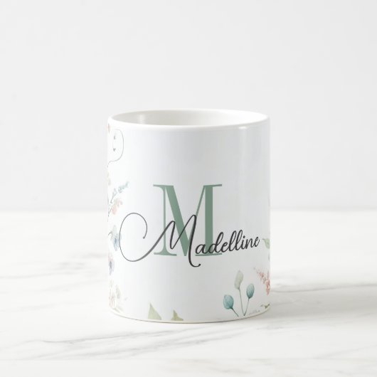 Personalisierte Umarmung mit wild lebenden Blume u Kaffeetasse (Mittel)