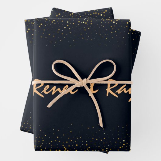 Personalisierte Umschlagpapier für Schwarz und Gol Geschenkpapier Set (Beispiel)