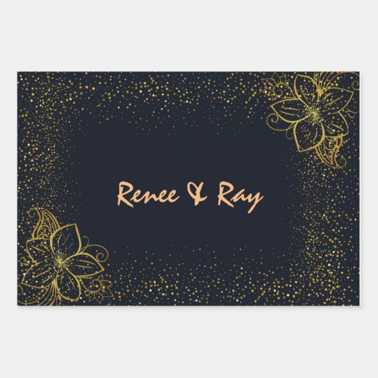 Personalisierte Umschlagpapier für Schwarz und Gol Geschenkpapier Set (Vorderseite)
