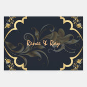 Personalisierte Umschlagpapier für Schwarz und Gol Geschenkpapier Set (Vorderseite 3)