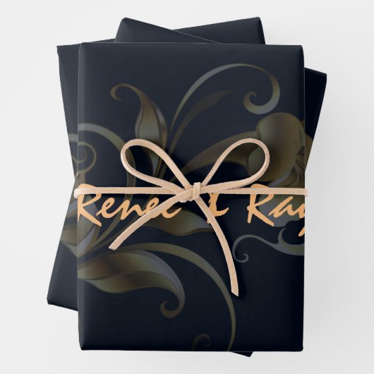 Personalisierte Umschlagpapier für Schwarz und Gol Geschenkpapier Set (Beispiel)
