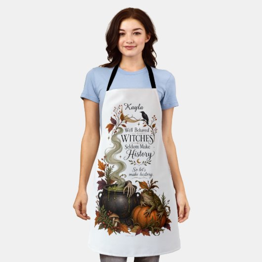 Personalisierte unartige Hexe Halloween Schürze (Getragen)