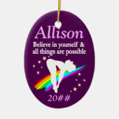 PERSONALISIERTE UND DACHGESCHRIEBENE TAUCHMÄDCHEN KERAMIK ORNAMENT (Vorne)