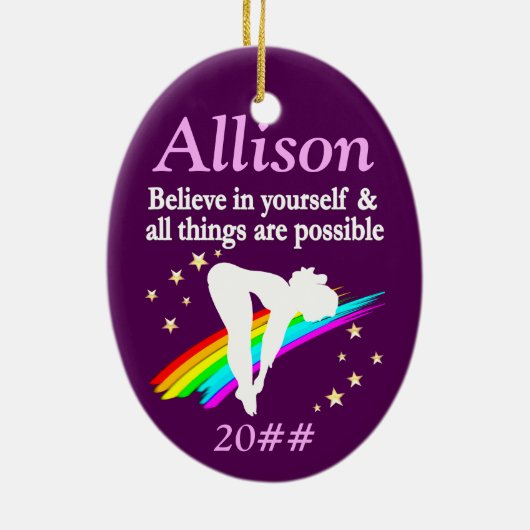 PERSONALISIERTE UND DACHGESCHRIEBENE TAUCHMÄDCHEN KERAMIK ORNAMENT (Hinten)