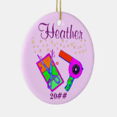 PERSONALISIERTE UND DATIERTE HAARSTYLISTISCHE ORNA KERAMIK ORNAMENT (Rechts)