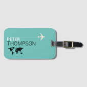 personalisierte und elegante helle aquamarine blau gepäckanhänger (Vorderseite (Horizontal))