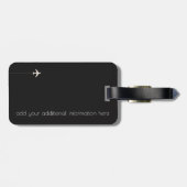 Personalisierte und elegante Schwarzweißreise Gepäckanhänger (Rückseite horizontal)