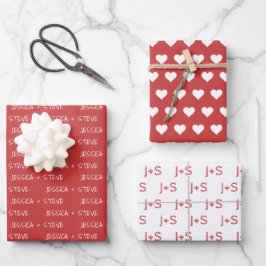 Personalisierte und rote und weiße Namen und Initi Geschenkpapier Set