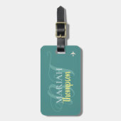 personalisierte und stilvolle aquamarine Farbe Gepäckanhänger (Vorderseite vertikal)