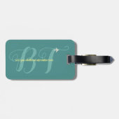 personalisierte und stilvolle aquamarine Farbe Gepäckanhänger (Rückseite horizontal)