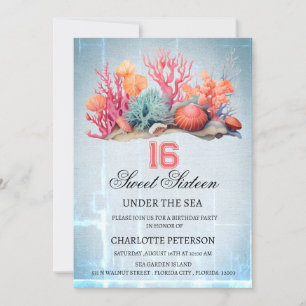 Personalisierte Under The Sea Sweet 16 Geburtstags Einladung
