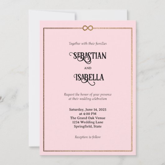 Personalisierte Unendlichkeit Liebe Rosa Hochzeit Einladung (Vorderseite)