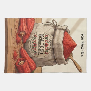 Personalisierte ungarische Kalocsai Paprika-Schürz Geschirrtuch