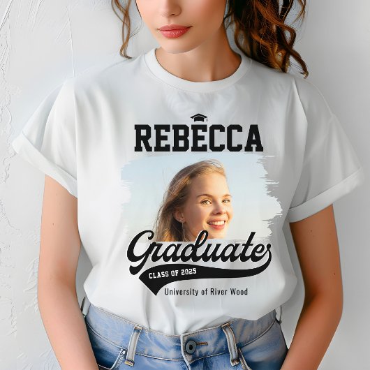 Personalisierte Uni Graduate Foto Abschluss T-Shirt