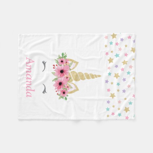 Personalisierte Unicorn-Fleece-Decke Fleecedecke (Vorderseite (Horizontal))