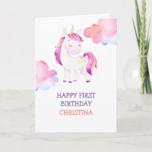 Personalisierte Unicorn Happy Birthday Girls Karte