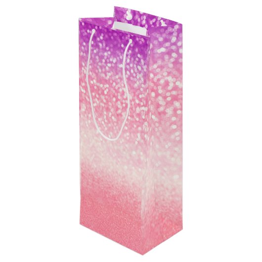 Personalisierte Unicorn Ombre Geschenktüte Für Weinflaschen (Rückseite Schrägansicht)