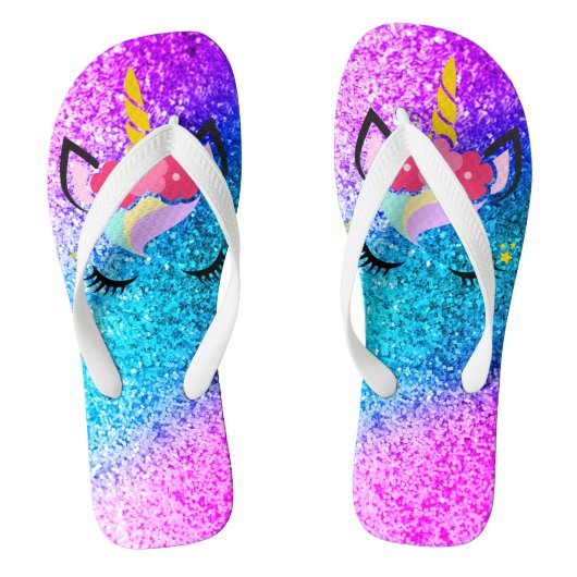 Personalisierte Unicorn Ombre Glitte Badesandalen (Fußbett)