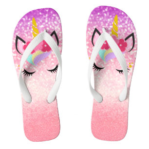 Personalisierte Unicorn Ombre Glitte Flipflop Sand Badesandalen