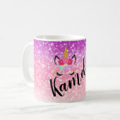Personalisierte Unicorn Ombre Glitzer-Kaffee-Tasse Kaffeetasse (Vorderseite Links)