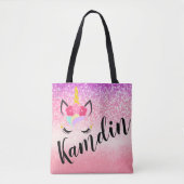Personalisierte Unicorn Ombre Tasche (Vorderseite)