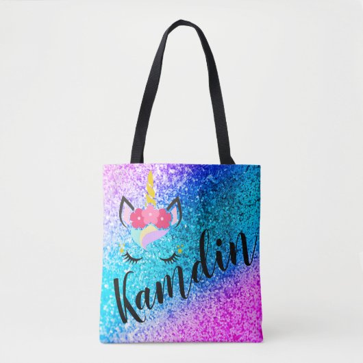 Personalisierte Unicorn Ombre Tasche (Vorderseite)