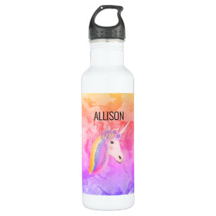 Personalisierte Unicorn-Regenbogen-Kinder Edelstahlflasche