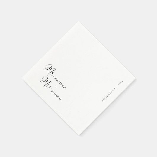 Personalisierte Unique Calligraphy Mr. & Mrs. Wedd Serviette (Ecke)
