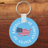 Personalisierte United Staaten Map Flag Red White  Schlüsselanhänger (Vorderseite)