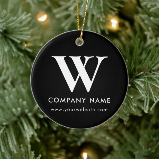 Personalisierte Unternehmens-Monogramm-Logo-Websit Keramik Ornament (Baum)