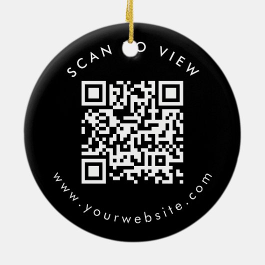 Personalisierte Unternehmens-QR-Code-Website Weihn Keramik Ornament (Hinten)
