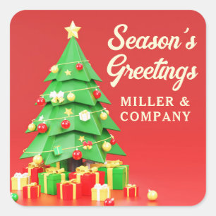 Personalisierte Unternehmens-Weihnachtsgrüße Quadratischer Aufkleber