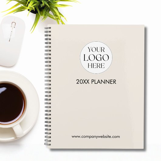 Personalisierte Unternehmenslogo-Vorlage Beige Planer