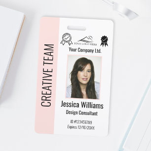 Personalisierte Unternehmensmitarbeiter-Blush-Pink Ausweis