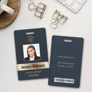 Personalisierte Unternehmensmitarbeiter Gold Blau  Ausweis