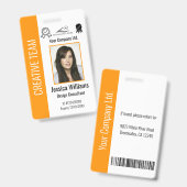 Personalisierte Unternehmensmitarbeiter-ID Orange Ausweis (Vorder- & Rückseite)