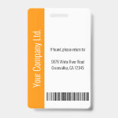 Personalisierte Unternehmensmitarbeiter-ID Orange Ausweis (Rückseite)