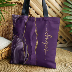 Personalisierte Unterschrift Lila Gold Achat Tasche