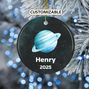 Personalisierte Uranschmuck, Sonnensystem, Planet Keramik Ornament