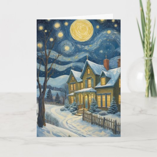 Personalisierte Urlaubskarte Starry Night Art Them Karte (Vorderseite)