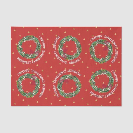 Personalisierte Urlaubskünste & Goldene Herzen Seidenpapier (Vorderseite)